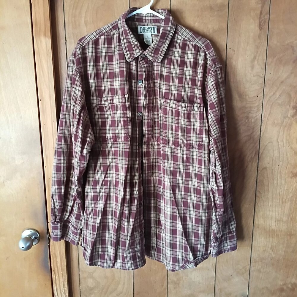 Duluth Trading Co Plaid Button Up Shirt Men’s XL 100% Cotton Long Sleeve Workwea